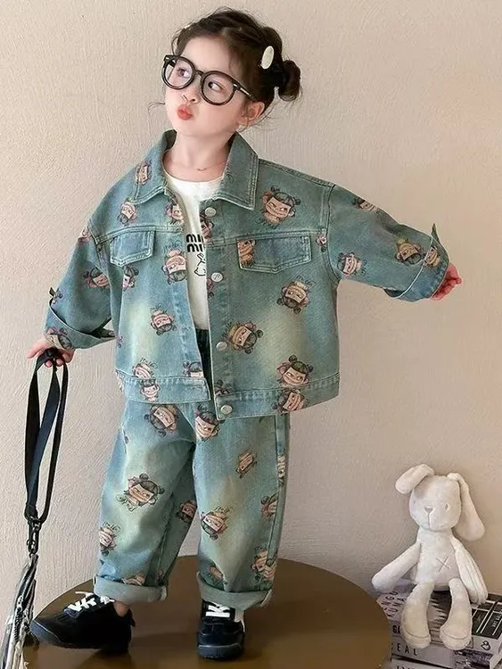 男女童牛仔套装2025新款儿童装痞帅衣服装哪吒宝宝洋气时髦两件套