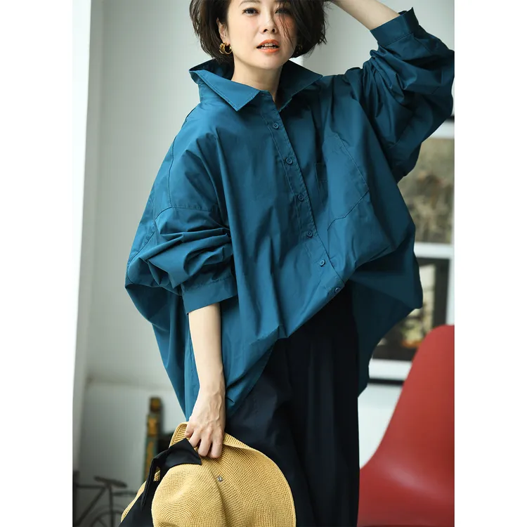 C16730 文艺通勤宽松纯棉质感廓形显瘦百搭大版衬衫女秋 米兰宣言
