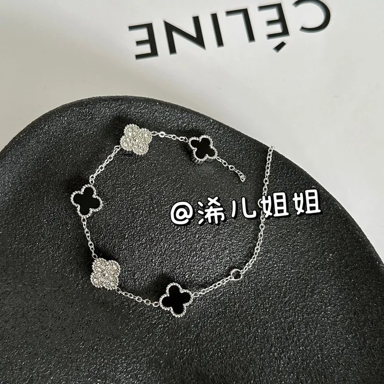 钛钢手镯 【浠儿家】超闪经典时尚镶钻四瓣花手链手镯