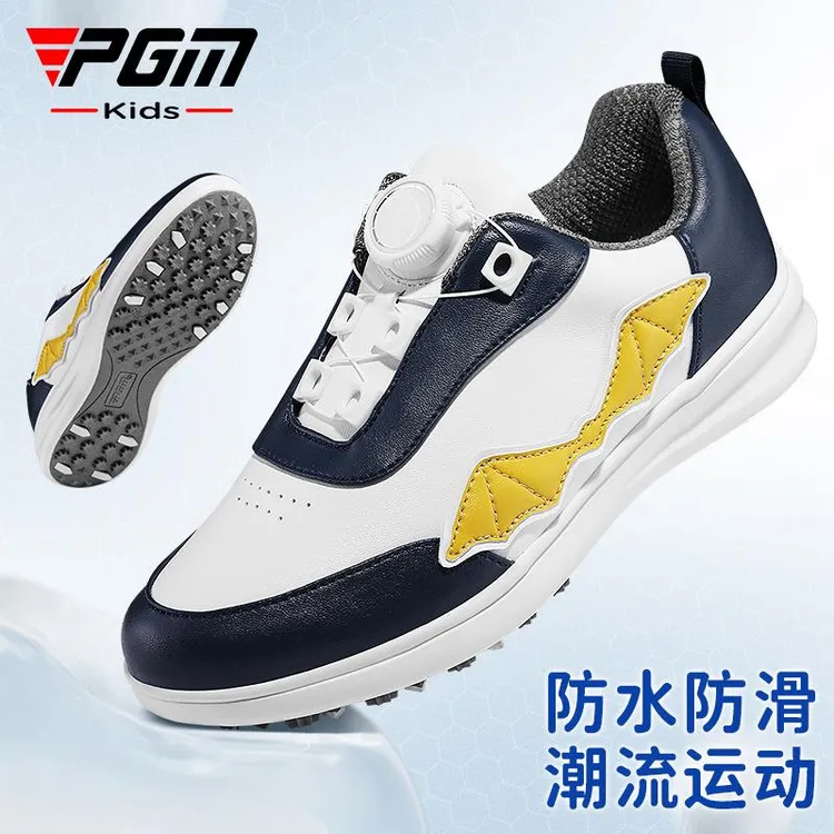 PGM儿童高尔夫球鞋青少年旋钮带运动鞋女童防水防侧滑轻量男童鞋