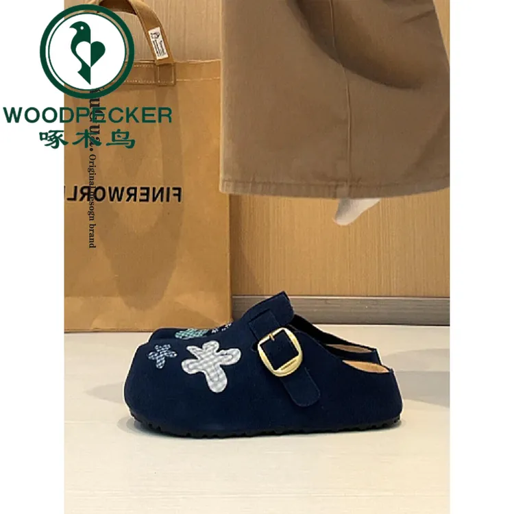 啄木鸟小众厚底勃肯鞋女2025新款秋季百搭包头半拖鞋女一脚蹬凉拖