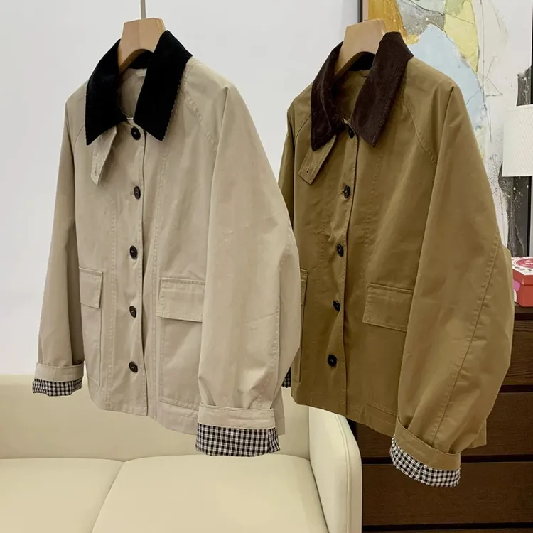 正版流行超好看巴恩风拼接风衣外套女装2025秋季洋气高端休闲上衣