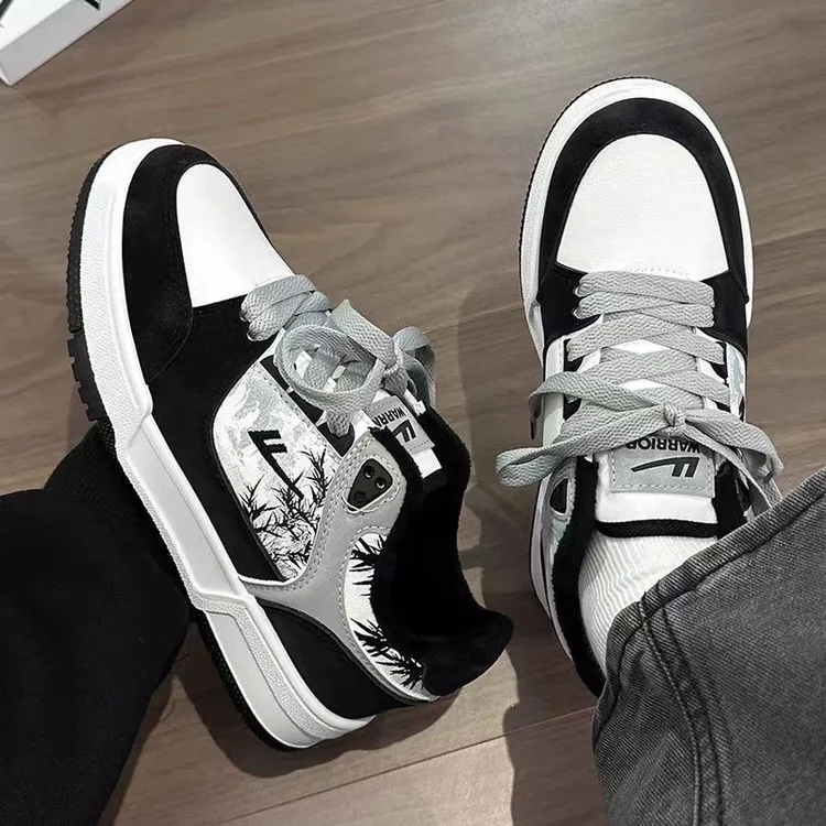 Warrior/回力板鞋水墨风男女同款加绒低帮休闲鞋运动鞋百搭情侣鞋