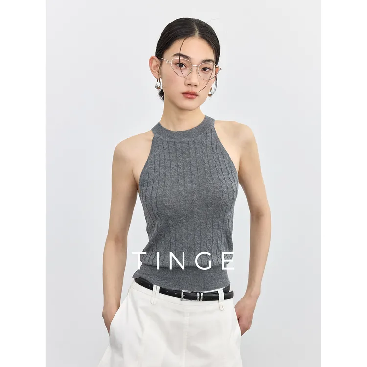 TINGE/贴己贴己紧身挂脖美背吊带外穿背心女打底春夏新款苏木无袖