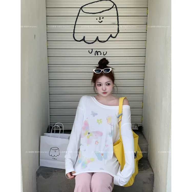 萌面侠芝士现货【蝴蝶罩衫】纯欲慵懒风女装上衣出游多巴胺服装6534