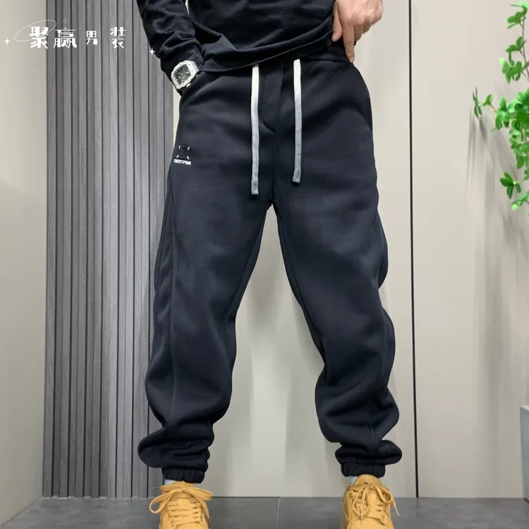 男款秋冬款渐变小脚运动裤男卫裤束脚宽松冬加绒加厚保暖休闲裤