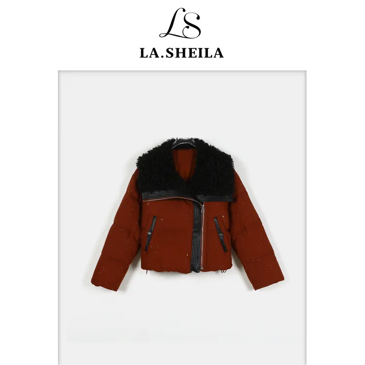 LA.Sheila【新年战袍】卷毛翻领拼皮星空羽绒服254-YRF/1230-1256