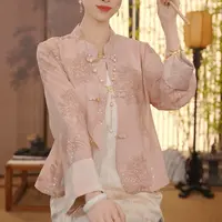 【700】国风立领绣花外套女2025时尚短款新中式长袖薄款上衣女