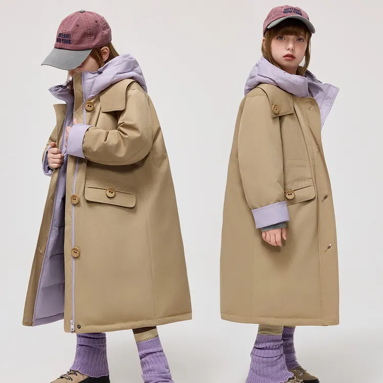 3QR儿童羽绒服女童中长款2025新款洋气冬季男大童两面穿童装外套