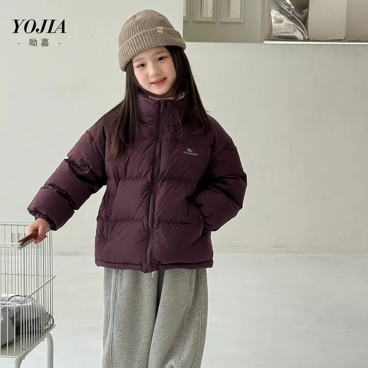 YOJIA女童羽绒服冬装2025新款洋气白鸭绒大童外套保暖儿童面包服