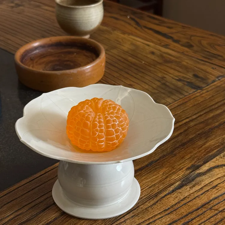 橘子-砚遇系列原石纯手工雕刻大橘大利摆件茶道把玩橘子手把件