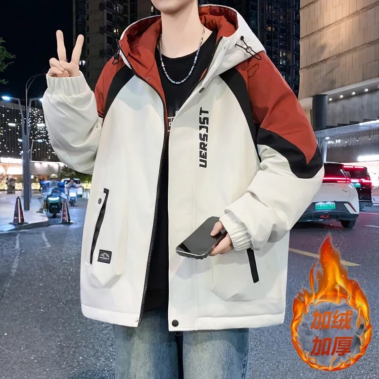 青少年连帽男士夹克2025秋季新款港风潮流时尚百搭学生冲锋衣外套