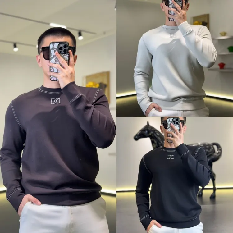 （秋款）古帝特尼纯色云曦绒休闲百搭男士字母长袖舒适卫衣JF-7670