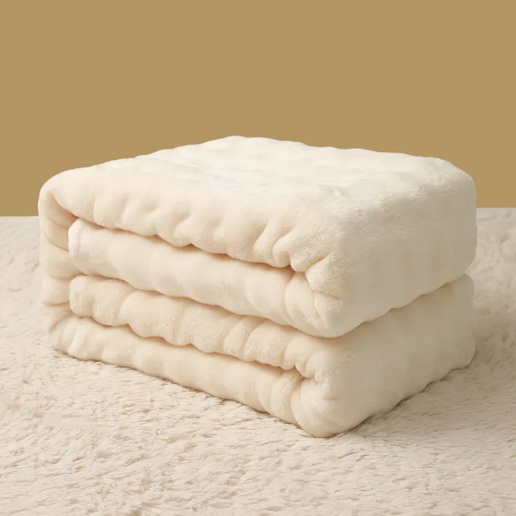 玉源兴简约秋冬通用加厚泡泡绒毛毯学生宿舍沙发办公室午睡小毯