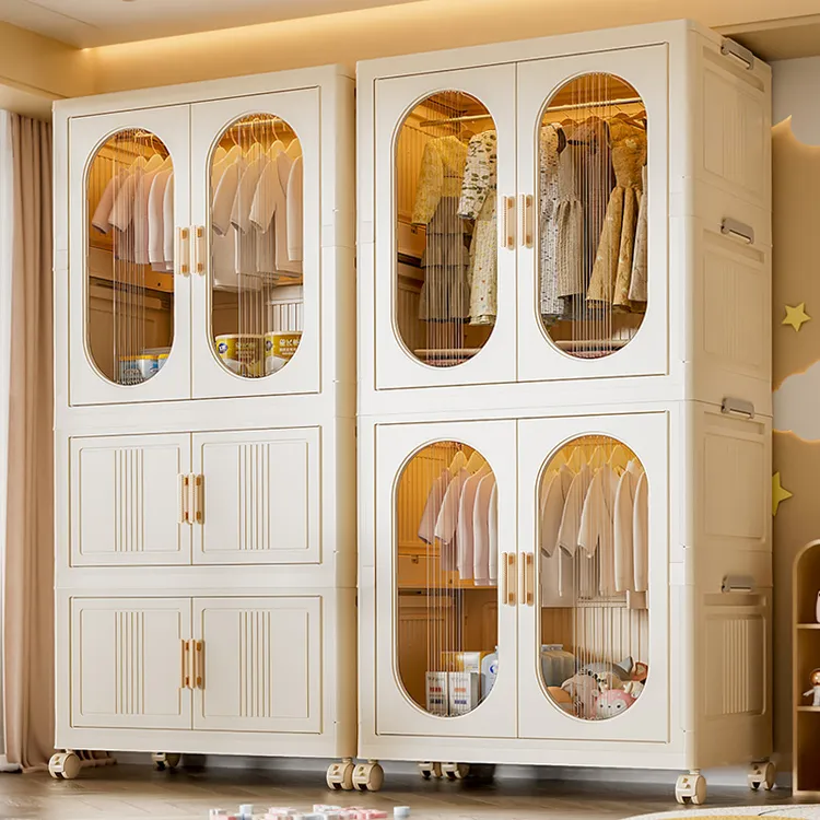 加厚收纳柜家用折叠置物柜卧室宝宝衣柜多层零食玩具可移动储物柜