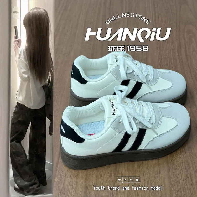 环球设计感厚底小白鞋女2025秋季新款小个子增高轻便软底休闲板鞋