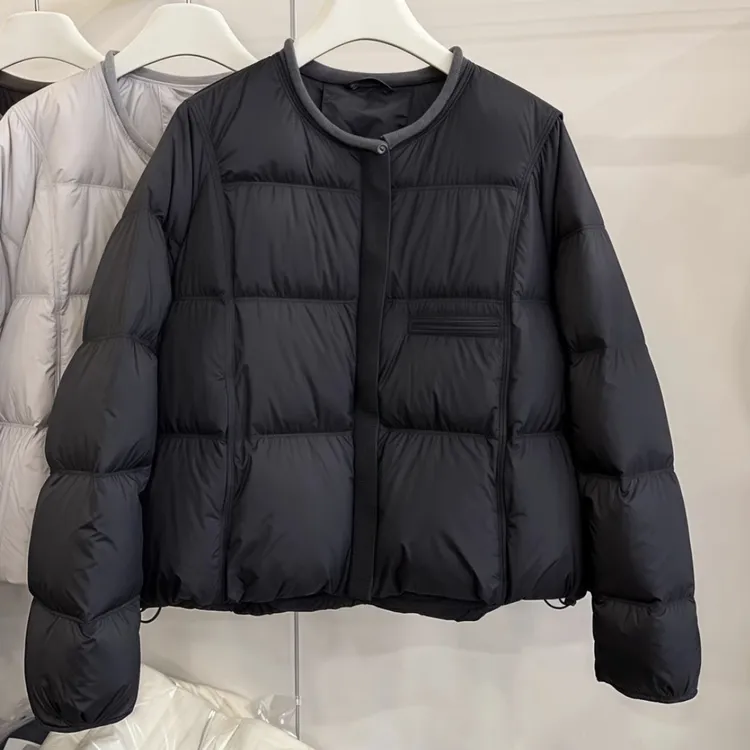 正版设计感圆领白鸭绒羽绒服女装2025冬季时尚流行超好看保暖外套