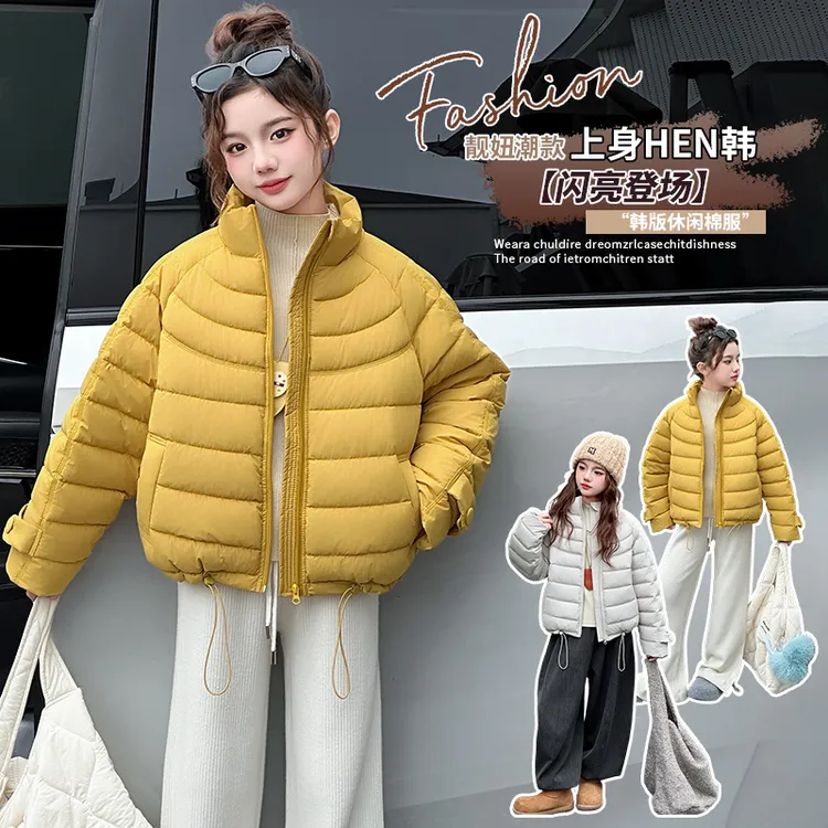 女童冬款韩版休闲加厚棉服外套女大童初中生网红洋气棉衣儿童冬装