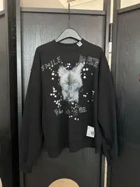 猫咪印花手工烫钻卫衣 