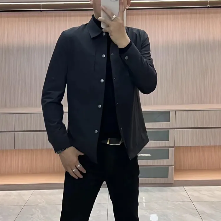 2025春装新款商务休闲夹克男士纯色商务休闲外套百搭翻领短款上衣