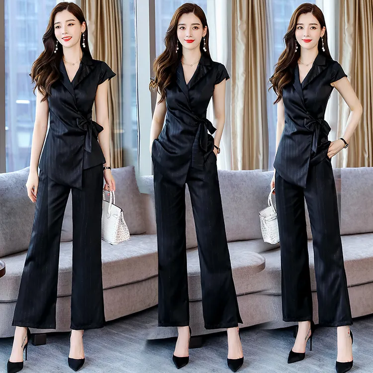 职业西装套装女高端2025夏季新款时尚气质女神范薄款阔腿裤两件套
