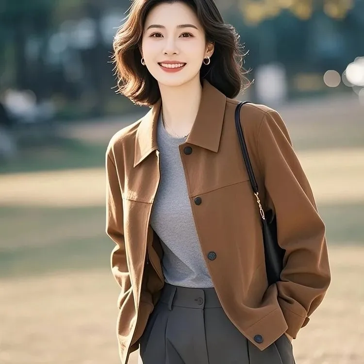 【好质量有里布】爆款韩系高级感百搭减龄洋气女士翻领夹克外套春