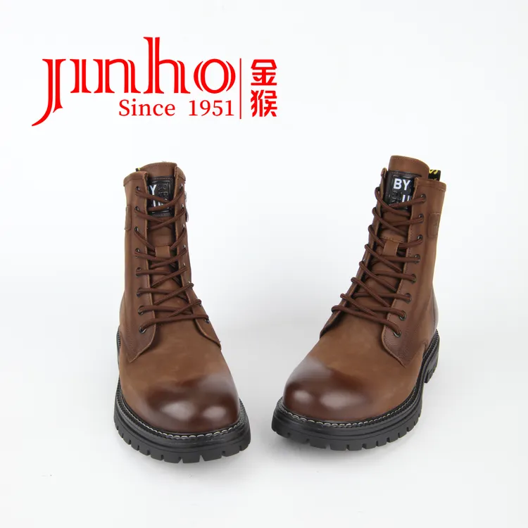 Jinho/金猴男士真皮黑色咖啡色马丁靴冬季韩版加绒保暖英伦风高帮