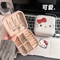 可爱便携带首饰盒项链戒指耳钉耳环卡通小巧迷你多格手饰品收纳Dz