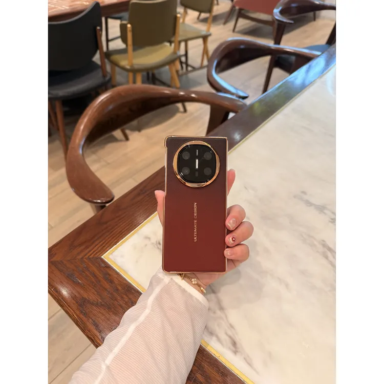 适用于华为Matex6/Matex5纯皮电镀渐变中轴折叠手机壳 电镀单后壳