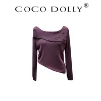 COCO DOLLY2025新款高级感时尚气质一字领镶钻针织衫长袖25813