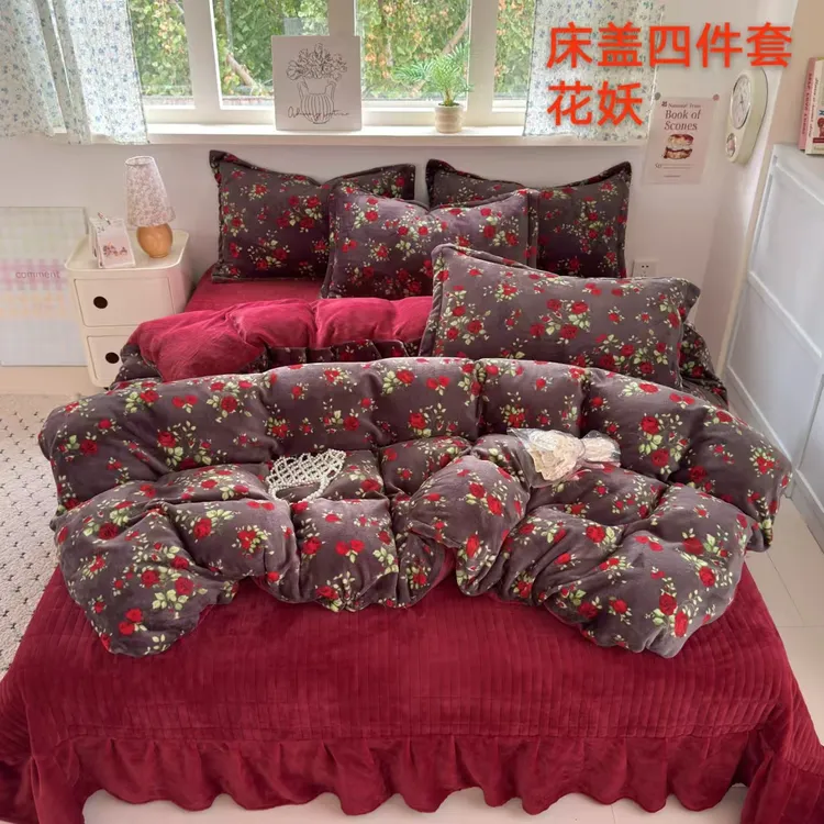 2025新款高克重牛奶绒床盖四件套