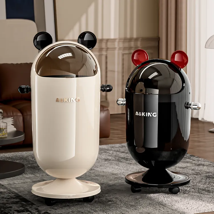 客厅垃圾桶家用2025新款轻奢高档翻盖大容量卧室卫生间高颜值高脚