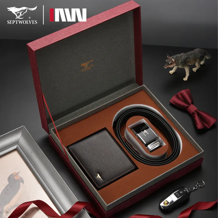 七匹狼男士皮带钱包礼盒轻奢真皮腰带裤带百搭生日礼物老公男友