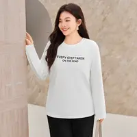 【现货】MsShe大码女装2025秋休闲做旧字母印花圆领正肩T恤C2510002