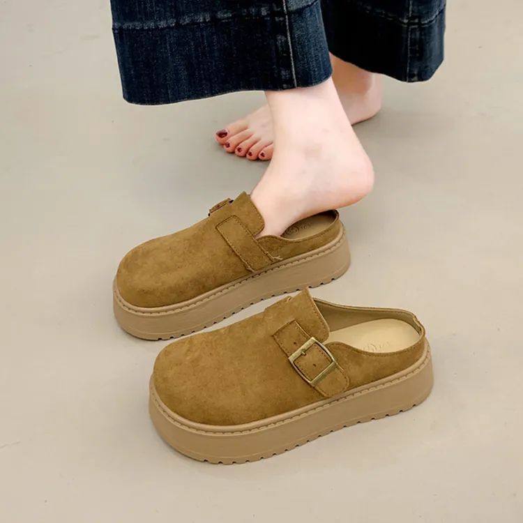 复古女式勃肯半拖鞋女厚底包头夏外穿2025新款一脚蹬单鞋博肯凉拖