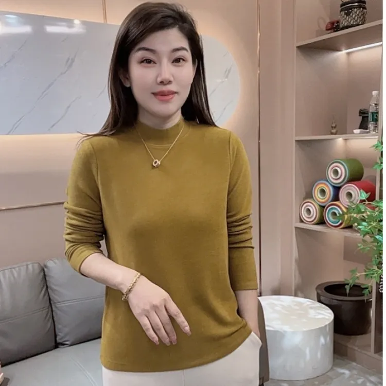 怡特美【棉暖肤绒-立领】冬季上新加厚御寒保暖立领长袖t恤682335