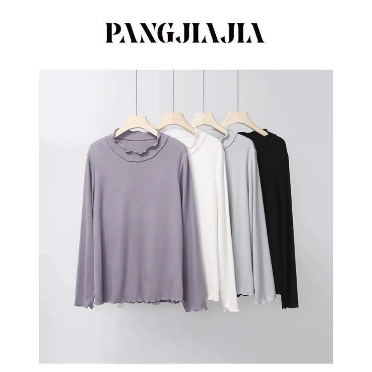 【胖佳佳】生花T 圆领花边磨毛打底衫冬季气质百搭女H625A18015-1