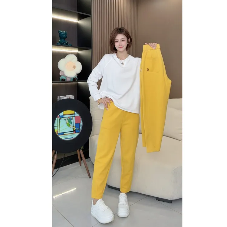 秋季新款九分小个子女士休闲卫裤百搭减龄显瘦哈伦裤时尚高腰