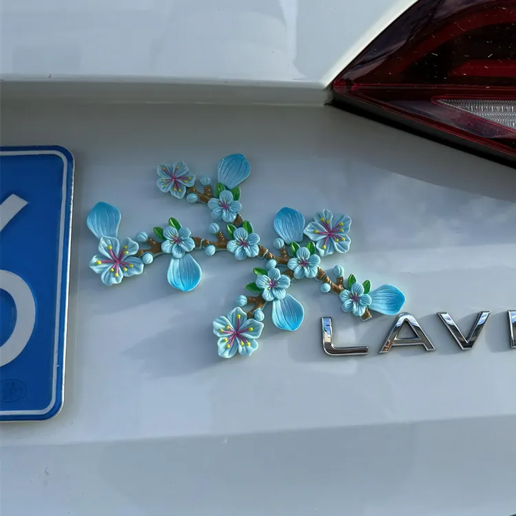 3D立体桃花车贴汽车摆件电动车内饰装饰无痕点胶花朵樱花饰品