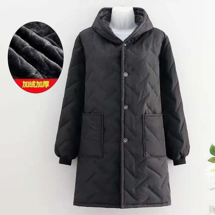 冬季加绒加厚新款长袖工作服外套上班厨房家用耐脏围裙保暖罩衣