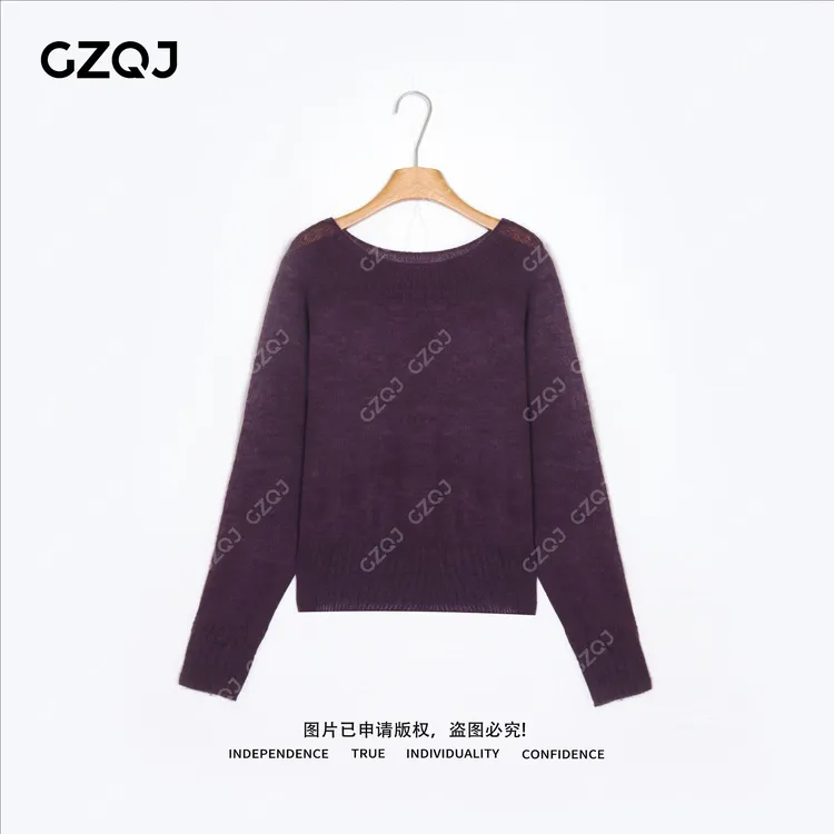 老琴私服【织月沉纱】琥珀流光风绵羊毛休闲百搭圆领针织衫女 93008