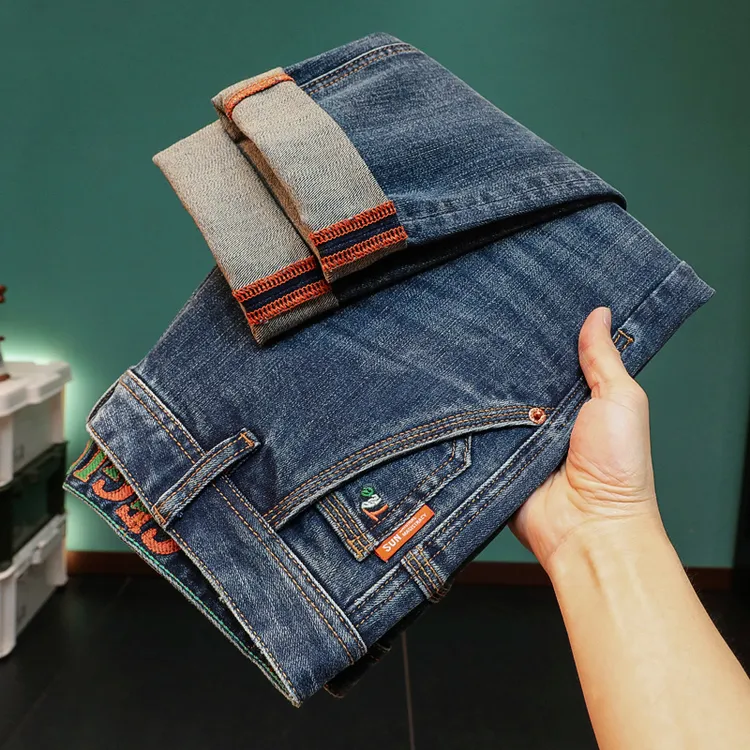 2025秋冬新款男士牛仔裤高端修身显瘦潮流复古水洗大牛直筒裤男款