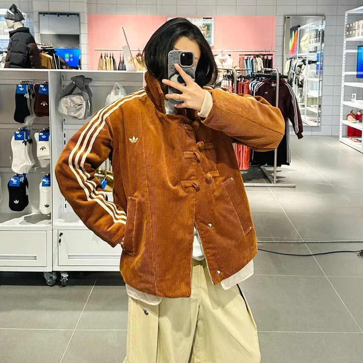 adidas/阿迪达斯新中式保暖灯芯绒运动棉服KQ5135