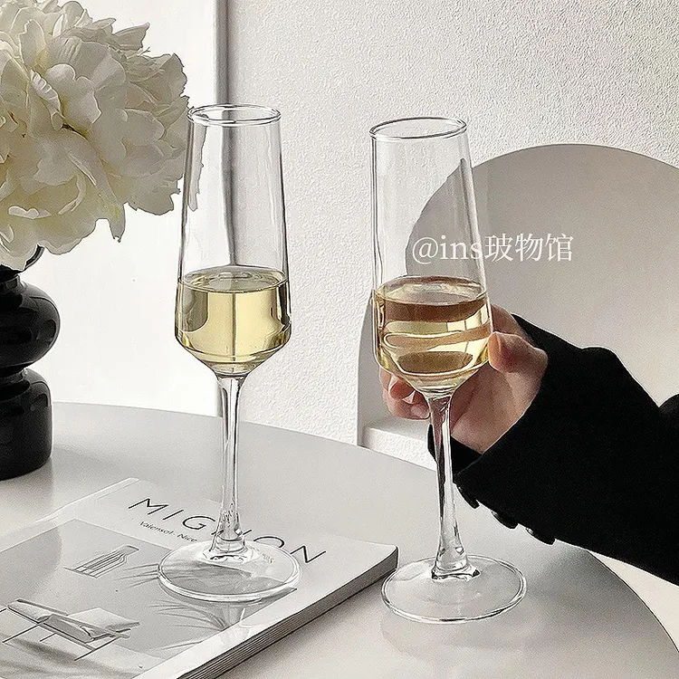 法式轻奢高档高颜值情侣酒杯香槟杯葡萄酒杯玻璃杯高脚杯红酒杯子