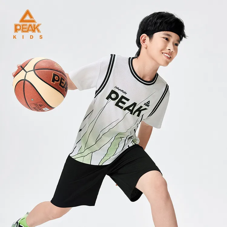 Peak/匹克男女童夏季速干套装篮球服2025款中大童短袖服DFK752021