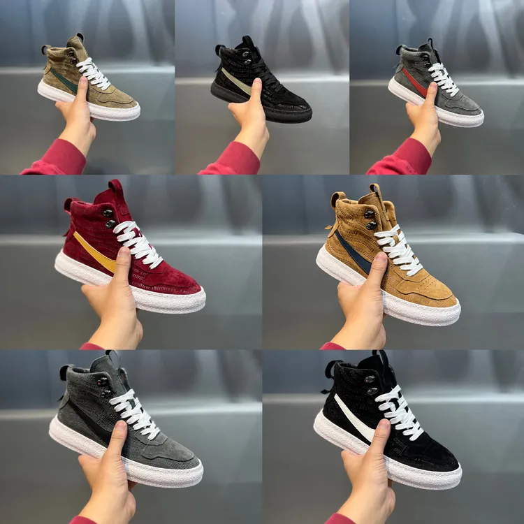 真皮翻毛皮高帮板鞋秋冬单棉同款软底软面舒适保暖男士潮流休闲鞋