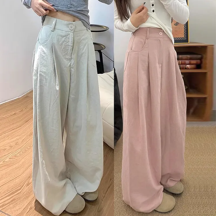 奶油西装阔腿裤女2025早秋夏季奶芙慵懒风高腰夏日穿搭休闲山本裤