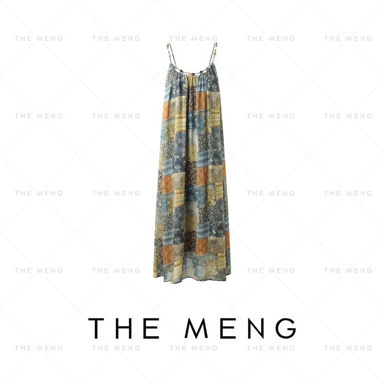 THE MENG【塞纳河】强捻雪纺显瘦通勤吊带连衣裙#M252G0395