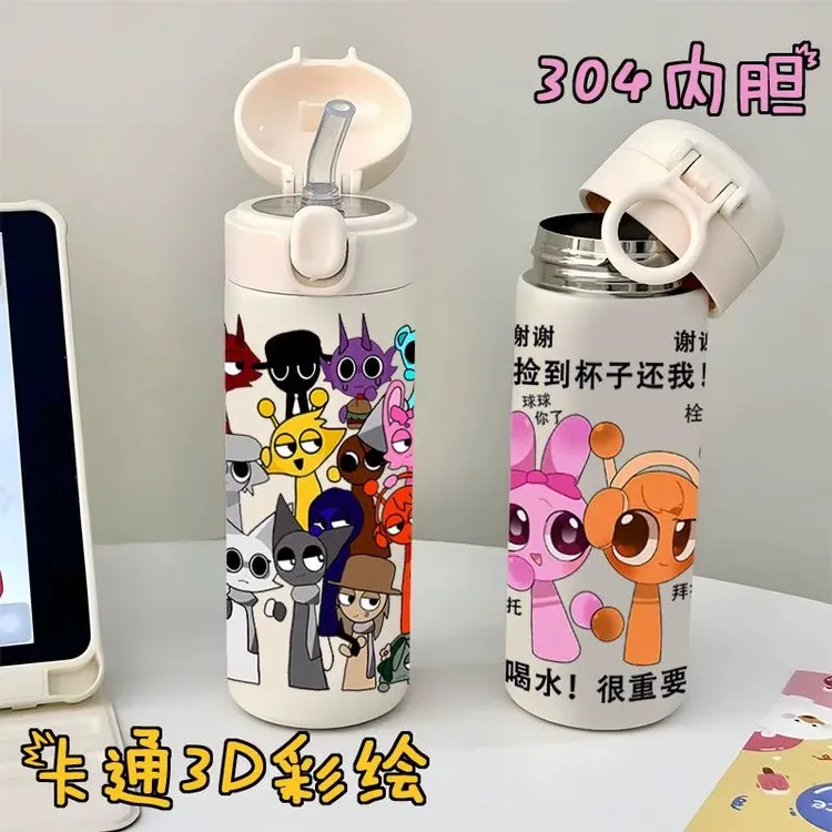 节奏盒子卡通304不锈钢保温杯高颜值小巧便携男女学生吸管杯