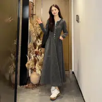 【清仓+运补5米】灰色针织毛衣连衣裙子女气质修身内搭打底长裙7748